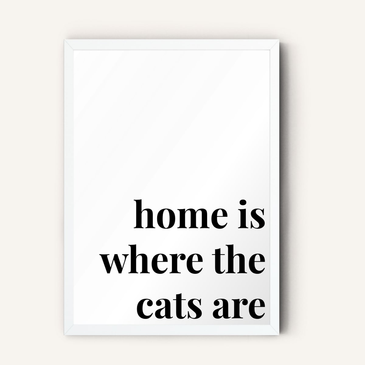 Quote hero: Home Is Where The Cats Are — Classic White (#FFFFFF), White Frame, A-series