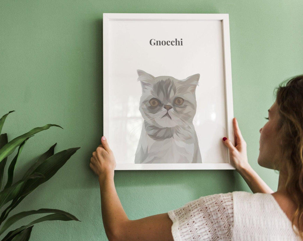 Custom One-Pet Portrait UK - Print And Paw - Unique Personalised Gift - Cat Portrait - Dog Portrait